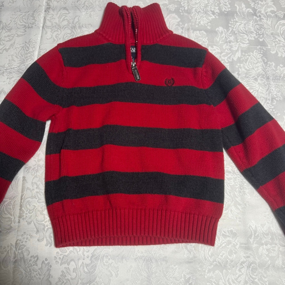 Boys Chaps Striped Quarter-Zip Sweater Size 6 #103 - Picture 2 of 5